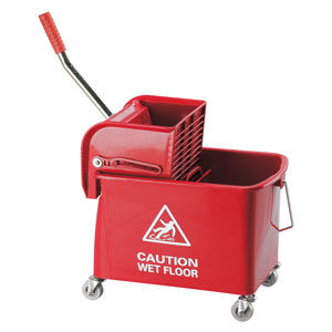 Premium Mopping Bucket on Wheels - 20Litre with Wringer Red - 1x Per Pack